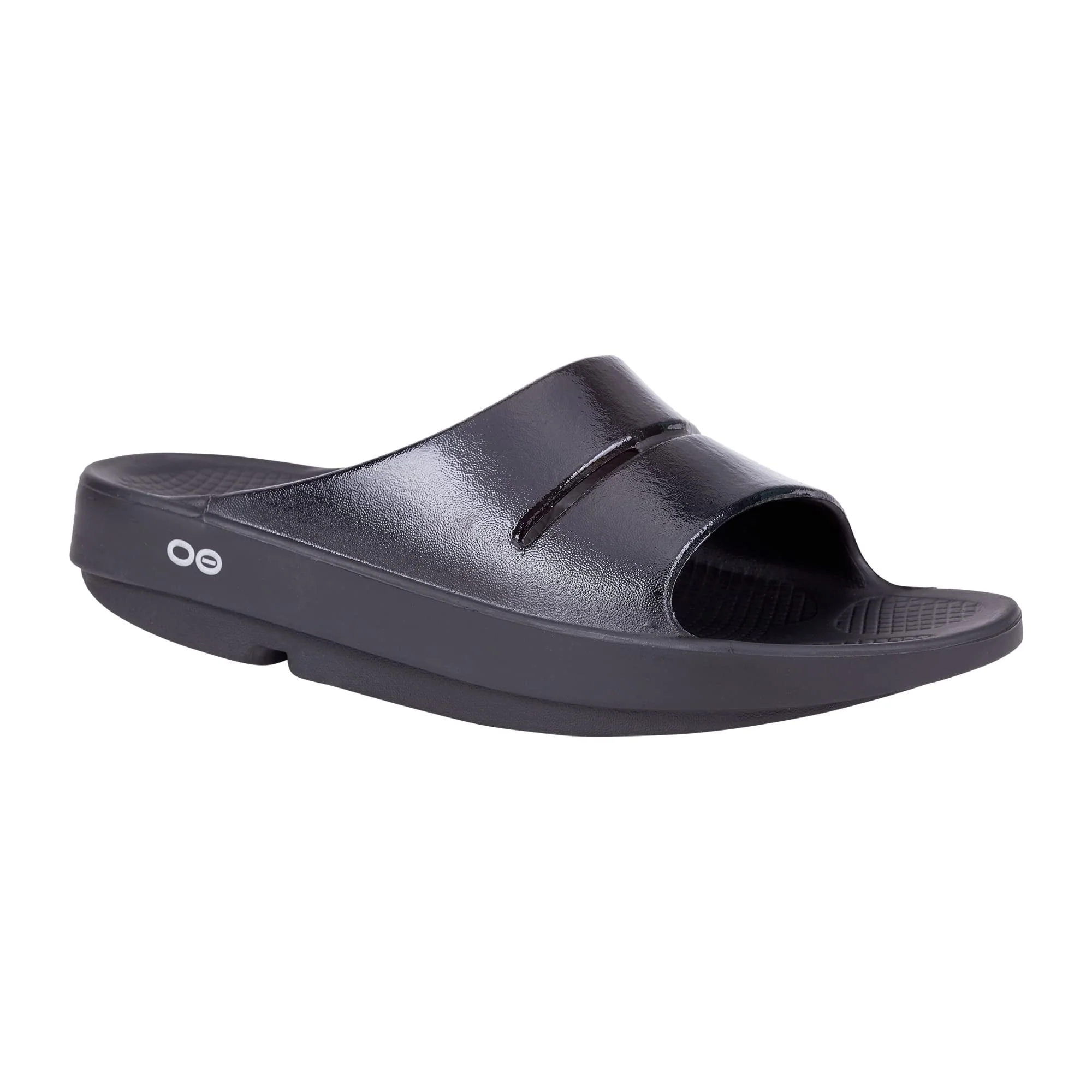 Women's OOFOS OOahh Luxe Slide, Black, 10 B Medium