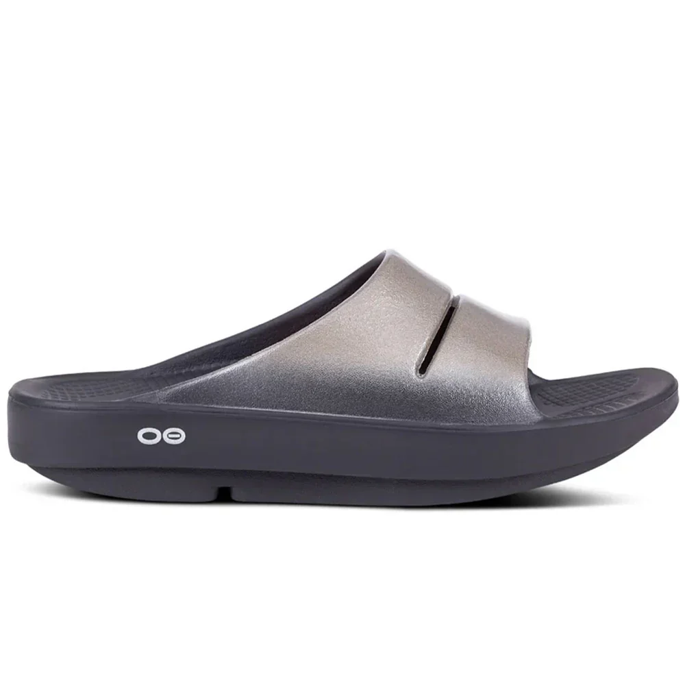 Women's OOFOS OOahh Luxe Slide, Latte, 10 B Medium