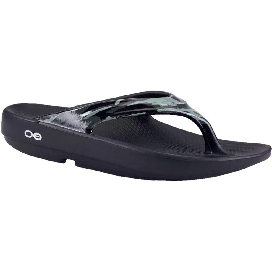 Women's OOFOS OOlala Limited Sandal, Black/Green Camo, 8 B Medium
