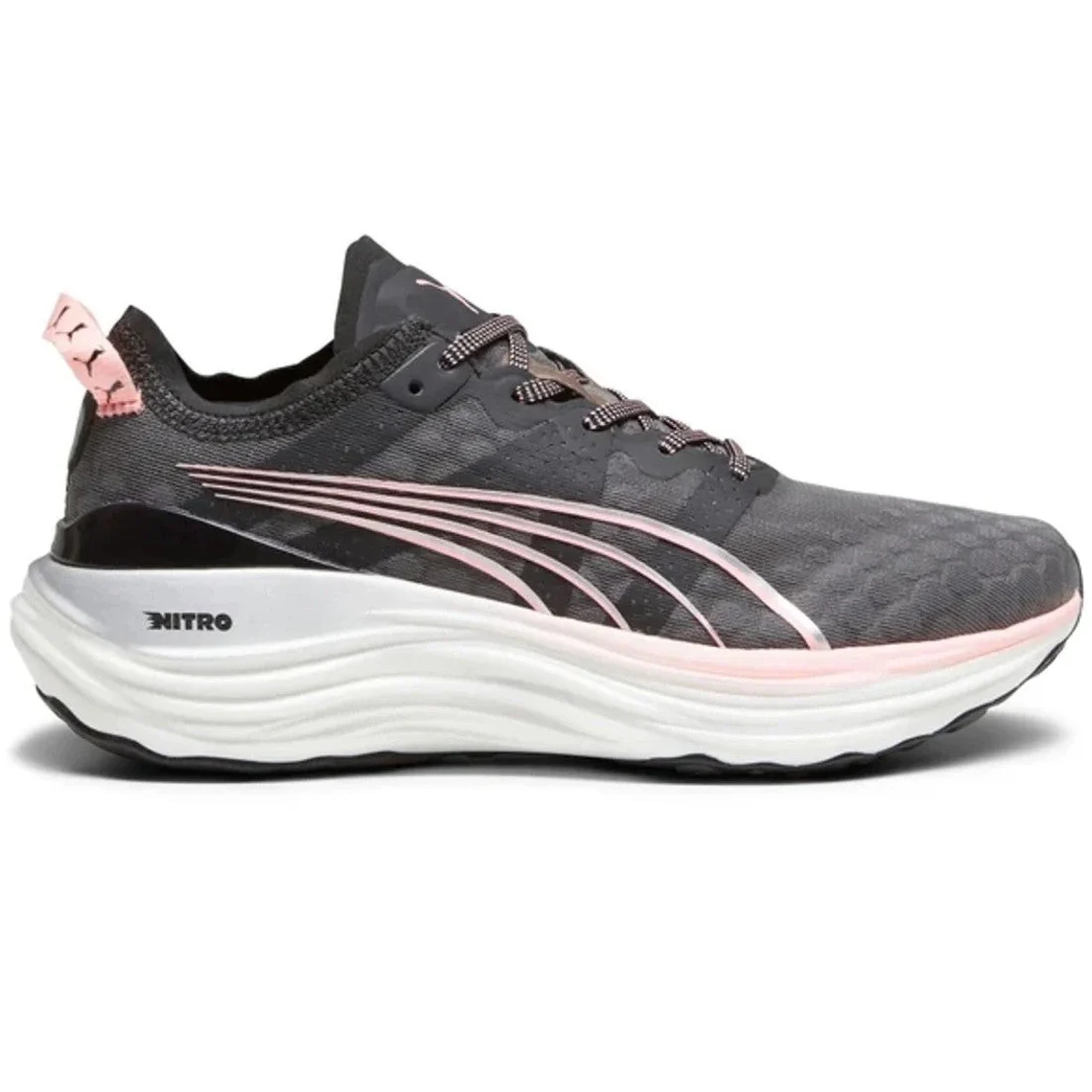 Women's Puma ForeverRun Nitro, Puma Black/Koral Ice/Silver, 6.5 B Medium