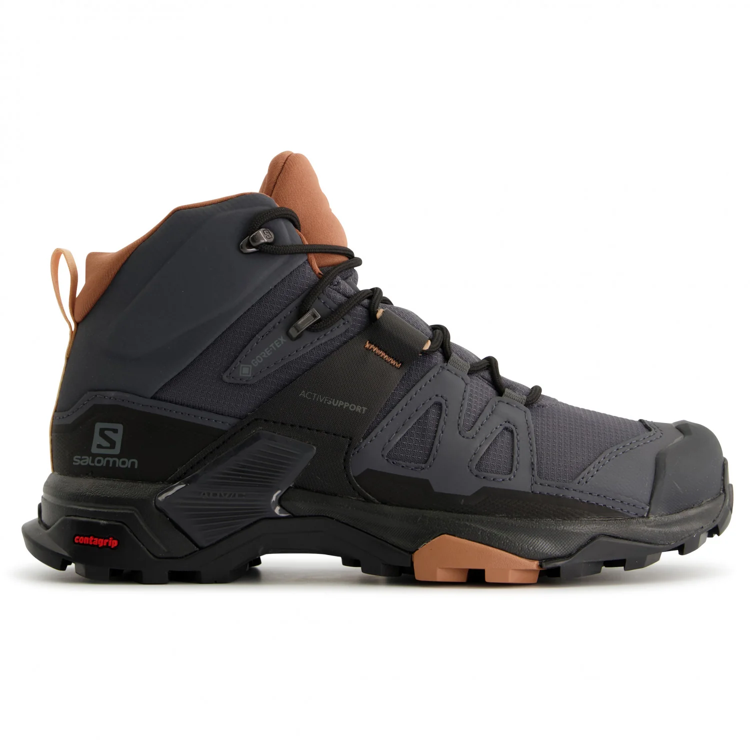 Women's Salomon X Ultra 4 Mid GTX, Ebony/Mocha Mousse/Almond Cream, 9.5 B Medium