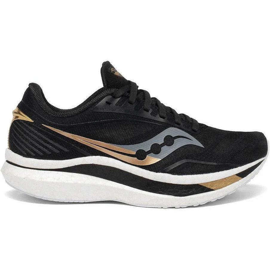 Women's Saucony Endorphin Speed, Black/Gold, 9 B Medium