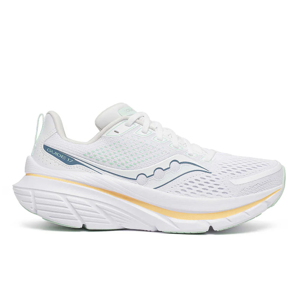 Women's Saucony Guide 17, White/Peel, 7.5 B Medium