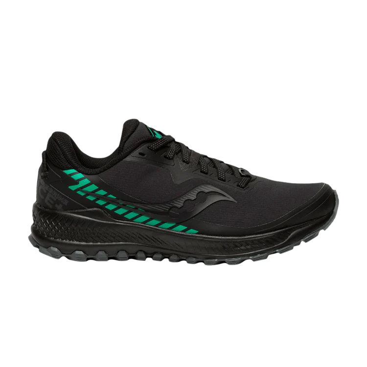 Women's Saucony Peregrine Ice+2, Black/Jade, 7.5 B Medium