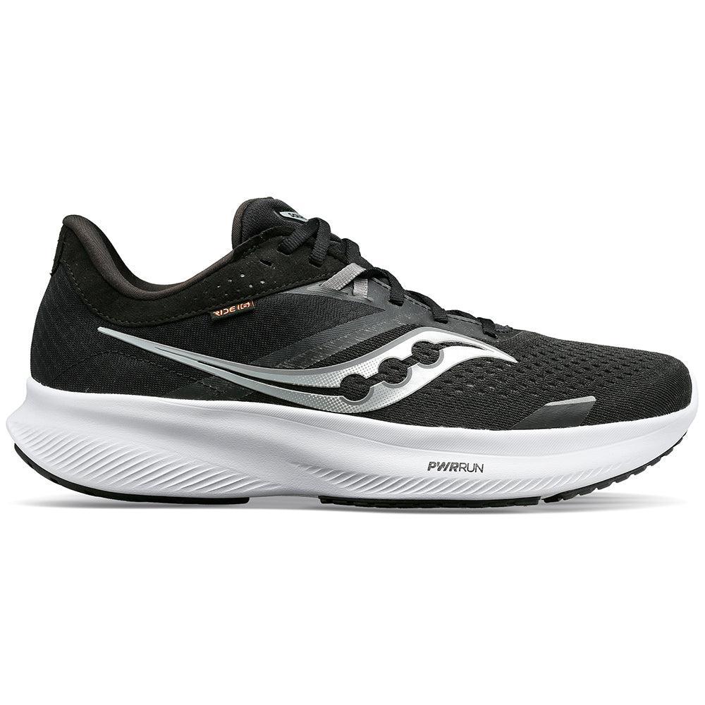 Women's Saucony Ride 16, Black/White, 10 D Wide