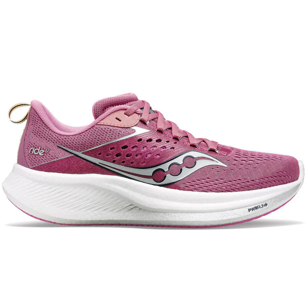 Women's Saucony Ride 17, Orchid/Silver, 10 D Wide