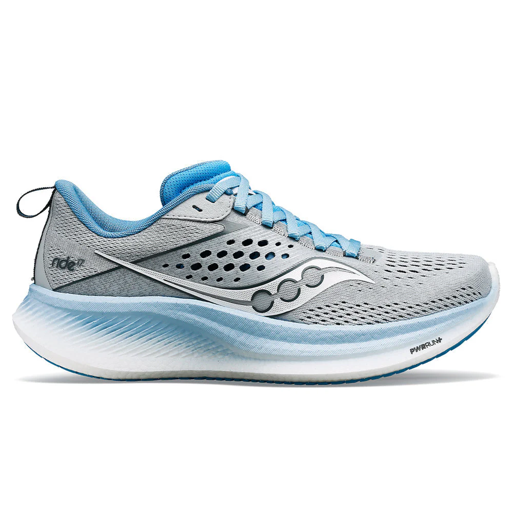 Women's Saucony Ride 17, Cloud/Breeze, 5 D Wide