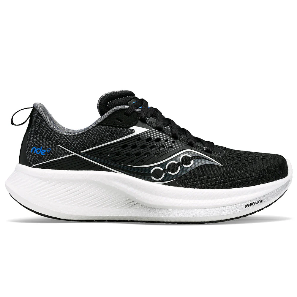 Women's Saucony Ride 17, Black/White, 11 B Medium