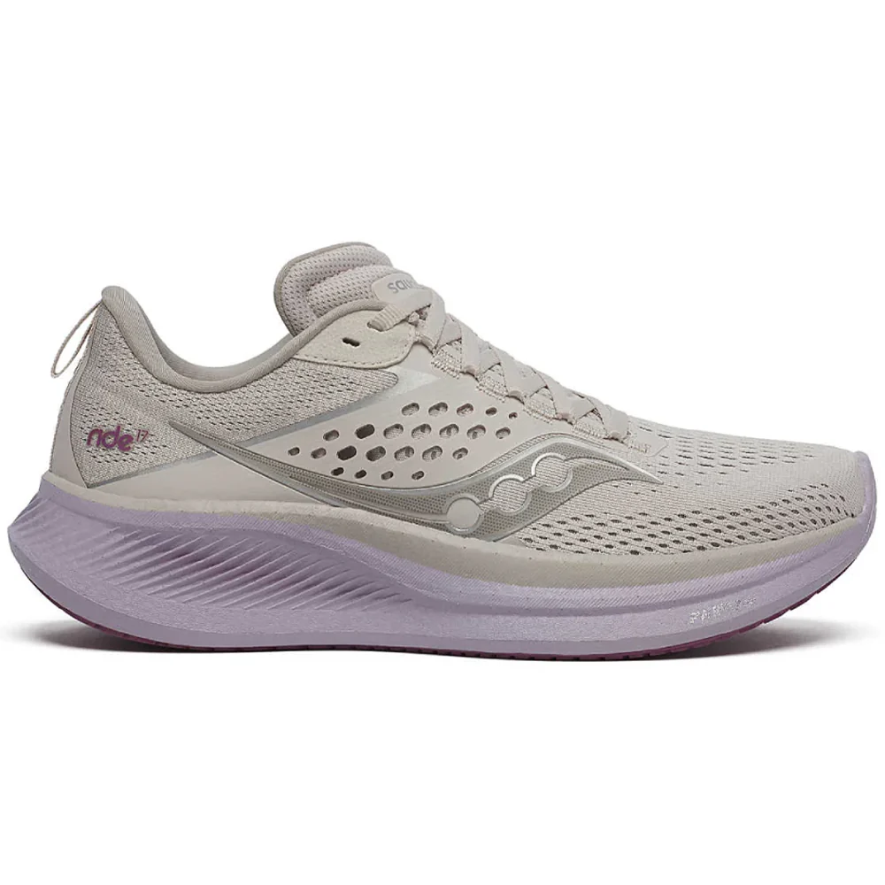 Women's Saucony Ride 17, Moon/Viola, 9 B Medium
