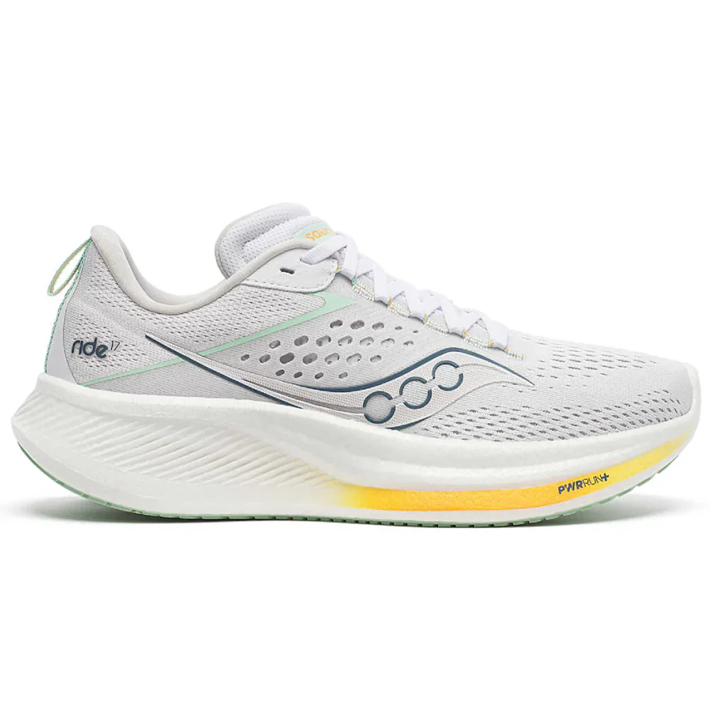 Women's Saucony Ride 17, White/Peel, 10 B Medium