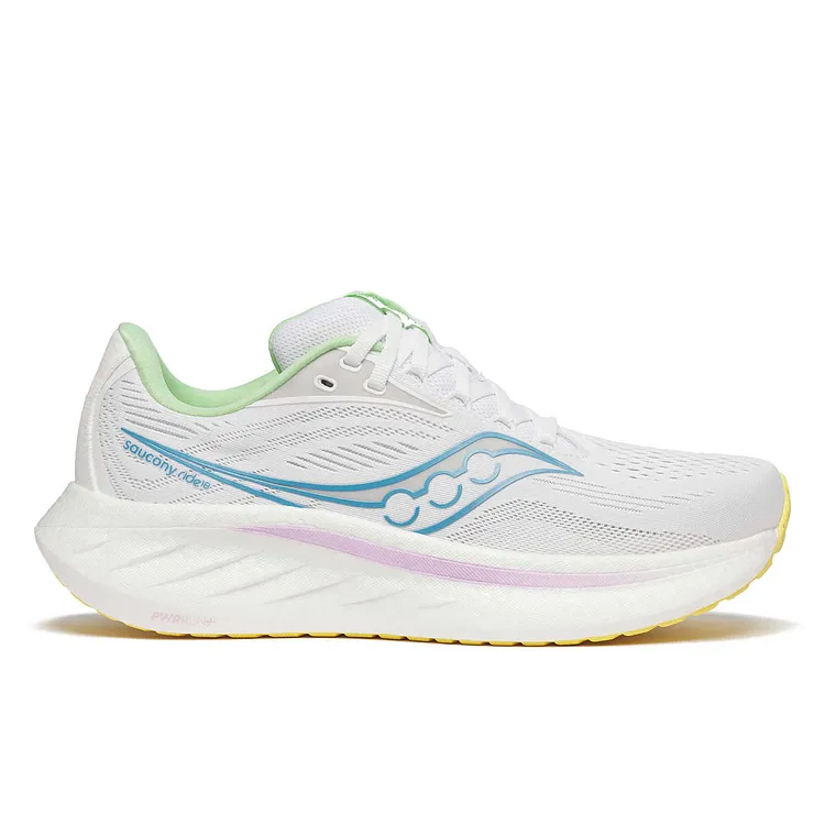 Women's Saucony Ride 18, White/Verbana, 8.5 B Medium