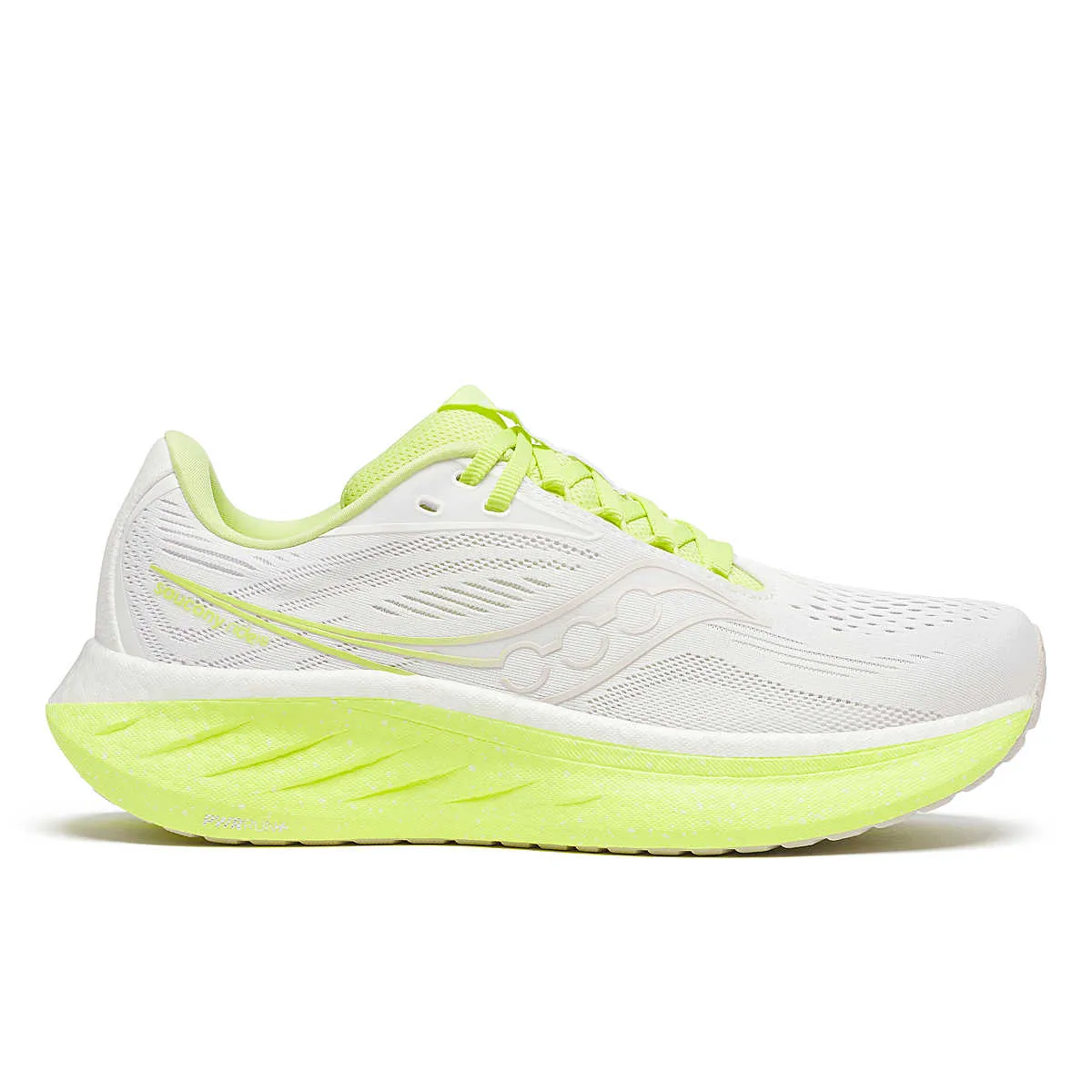 Women's Saucony Ride 18, White/Sunny, 6.5 B Medium