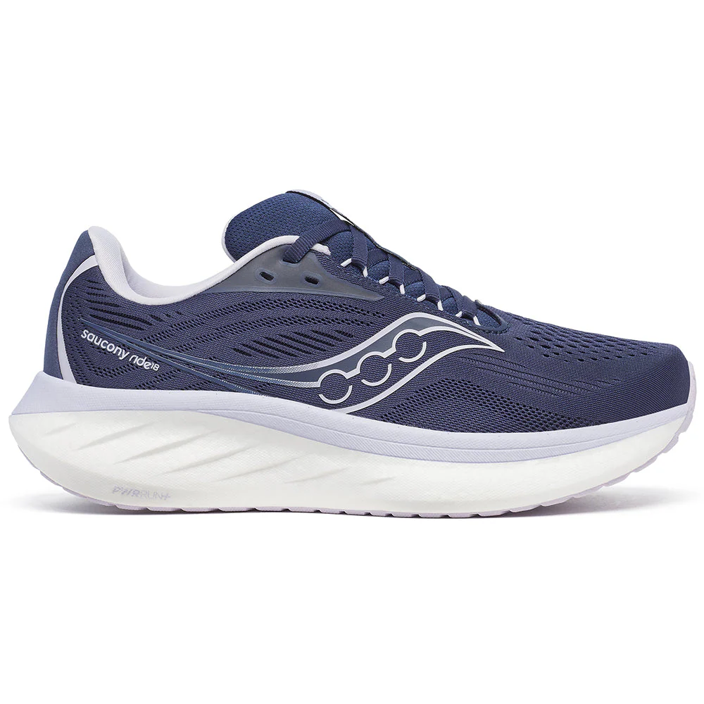 Women's Saucony Ride 18, Navy/Aster, 7.5 B Medium