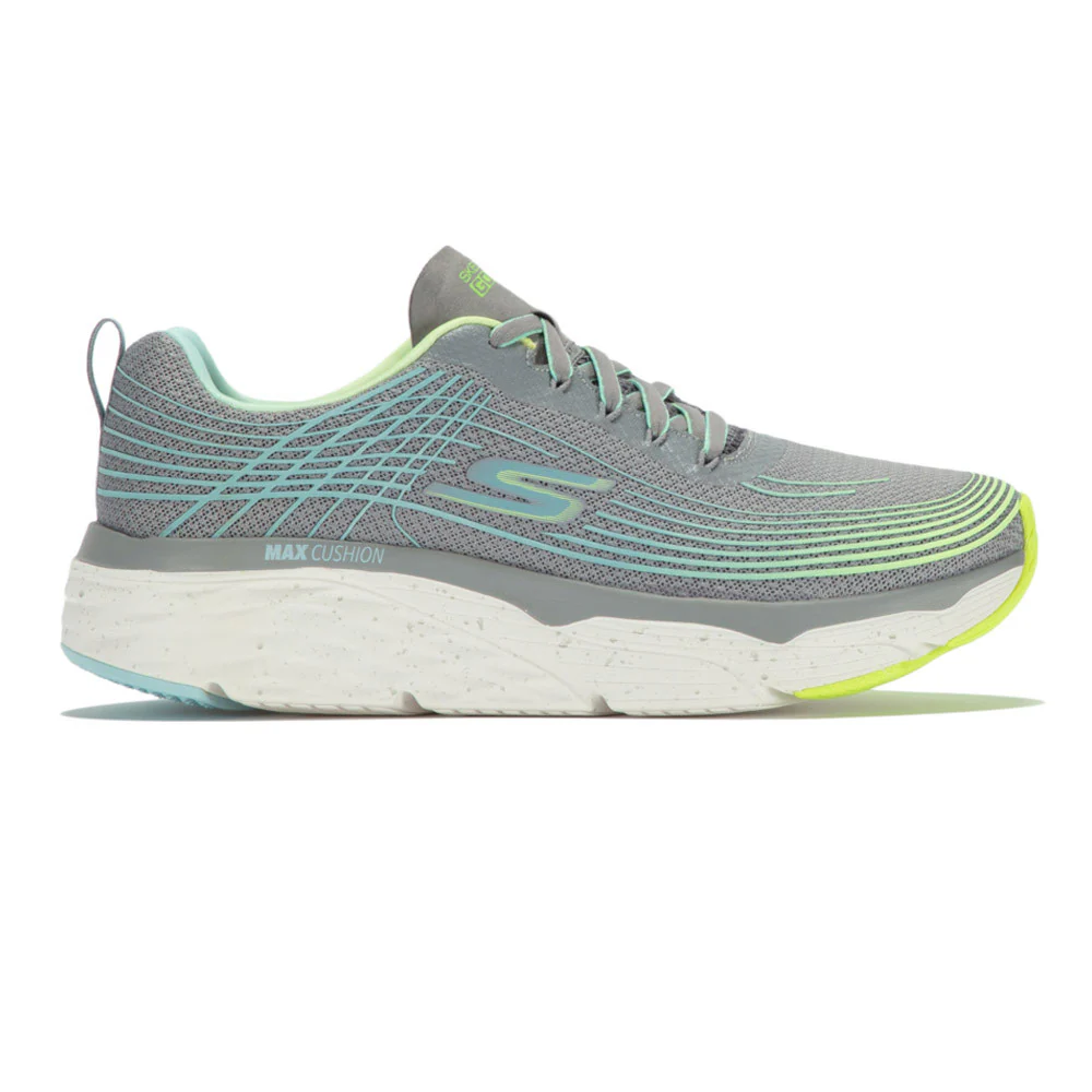 Women's Skechers Max Cushioning Elite-Galaxy Burst, Gray/Lime, 8.5 B Narrow